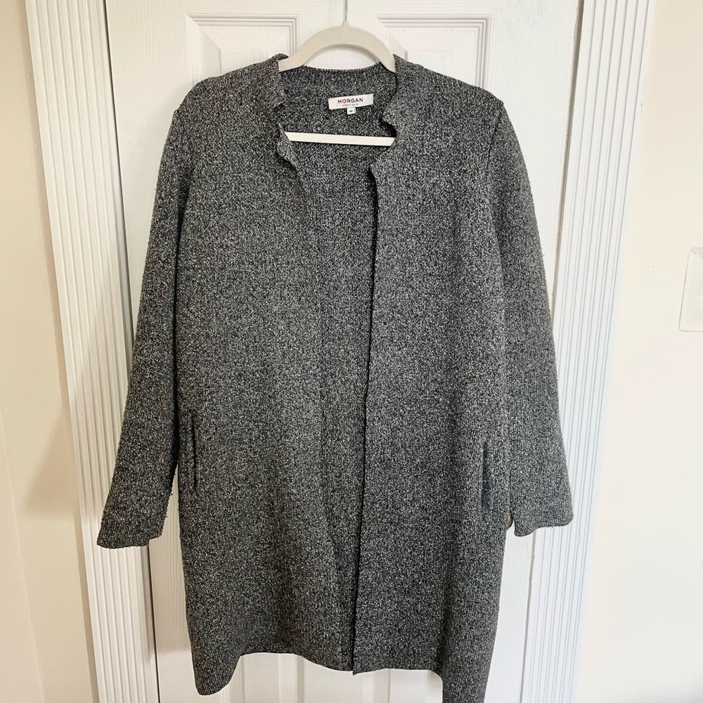 Morgan de Toi Straight Cardigan Jacket with Notched Collar